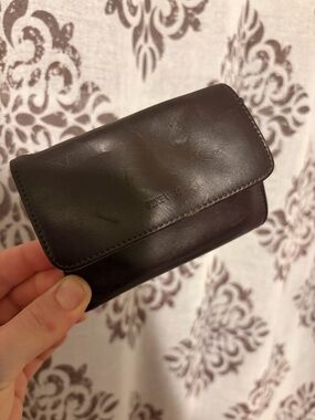 Nine West Dark Brown Leather Card Case